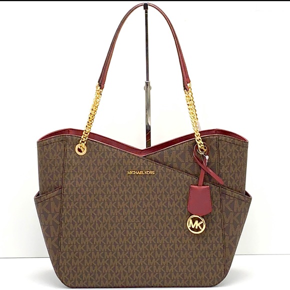 MICHAEL KORS LARGE X CHAIN LOGO
SHOULDER BAG DARK CHERRY COLOR - Picture 3 of 16